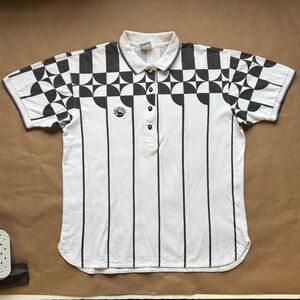 Vintage 80s op art printed tennis jersey, Head label, used good condition